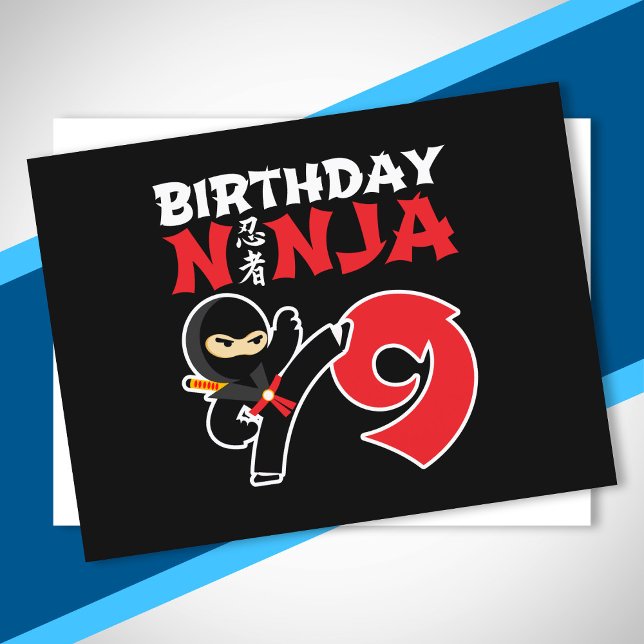 Kids Birthday Ninja - 9 Year Old Party Theme Postcard (Creator Uploaded)
