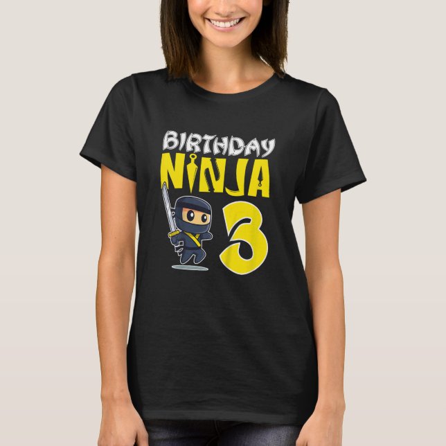 Kids Birthday Ninja For 3 Year Old Little Ninja 3r T-Shirt (Front)