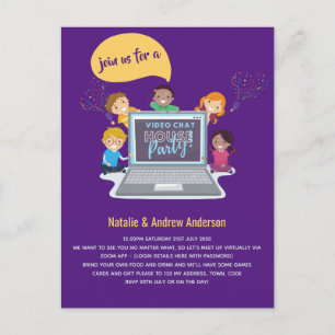 KIDS Birthday Online Video Chat Virtual LiveStream Postcard