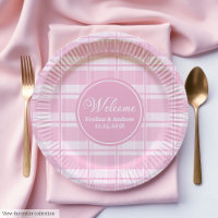 Kids Birthday Paper Plates Pink Plaid Custom Keeps
