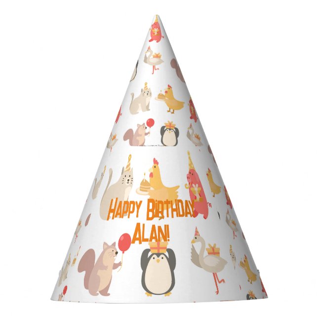 Kids Birthday Party Animals Boys Safari Zoo Hat (Front)