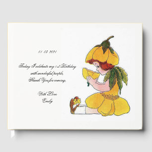 Kids Birthday Party Buttercup Cute Flower Girl Guest Book