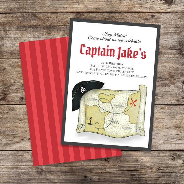 Kids Birthday Party Cool Pirate Template (Pirate birthday party invitation template. )