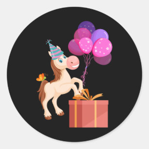 Kids Birthday Party Cute Animal Horse Lover Equest Classic Round Sticker