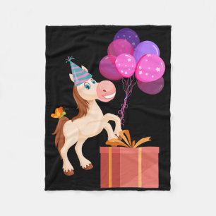 Kids Birthday Party Cute Animal Horse Lover Equest Fleece Blanket