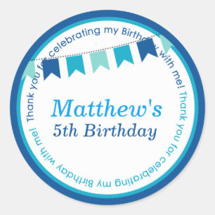 Kids birthday party DIY bunting stickers favours
