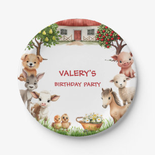 Kids Birthday Party Farm Animals for Girl Paper Plate