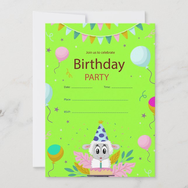 Kids Birthday Party Invitations  (Front)