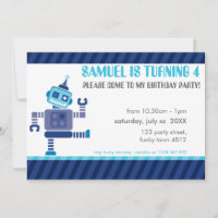 KIDS BIRTHDAY PARTY INVITE cute dancing robot