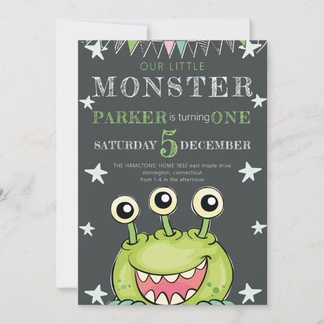 Kids Birthday Party Monster Invitation (Front)