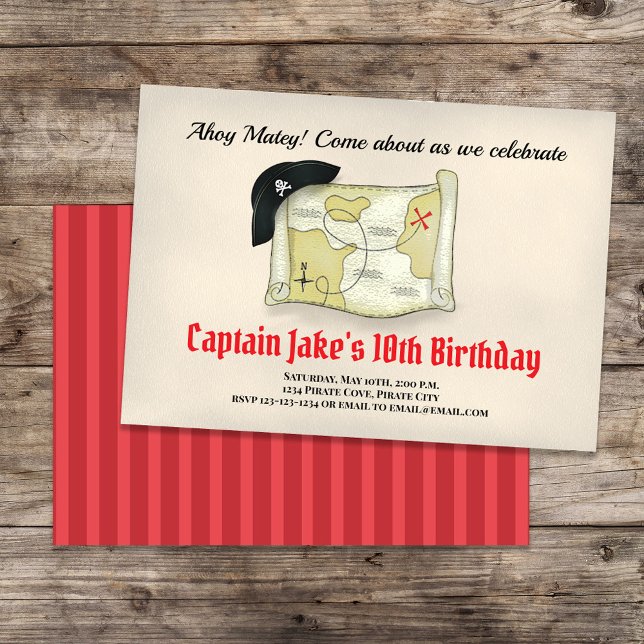 Kids Birthday Party Pirate Cool Template (Pirate birthday party invitaitons)