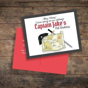 Kids Birthday Party Pirate Invitation Postcard