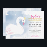 KIDS BIRTHDAY PARTY pretty swan princess gold blue Invitation<br><div class="desc">by kat massard >>> kat@simplysweetPAPERIE.com <<< Original illustration by me!!! A pretty, elegant swan themed invitation design for your child's BIRTHDAY. Wow your friends and family with this little number ;D Setup as a template it is simple for you to add your own details, or hit the customise button and...</div>