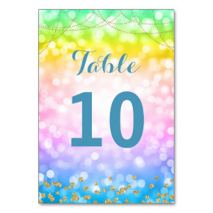 Kids Birthday Party Table Number Unicorn Rainbow