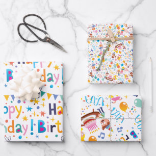Kids Birthday Party Wrapping Paper Sheet