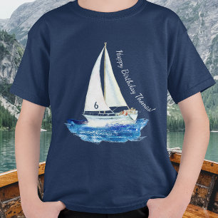 Kids Birthday Personalized Ocean Sailboat T-Shirt
