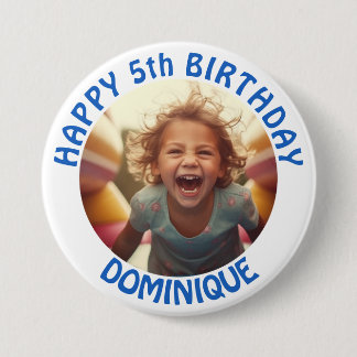 Kids Birthday Photo Button With Name And Age