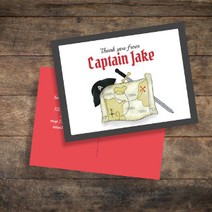 Kids Birthday Pirate Map Thank You Notes Postcard