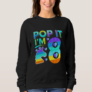 Kids Birthday Pop It I'm 8 Eight Unicorn Fidget Sweatshirt