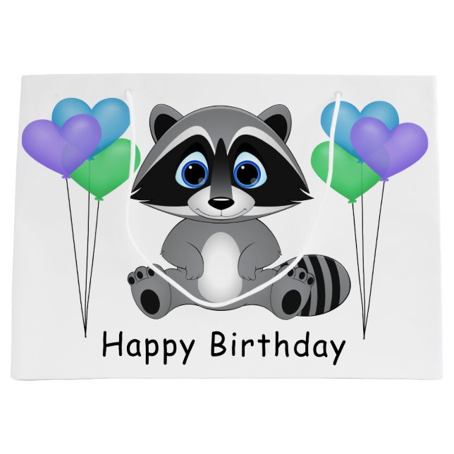 Kids Birthday Racoon Gift Bag (Front)