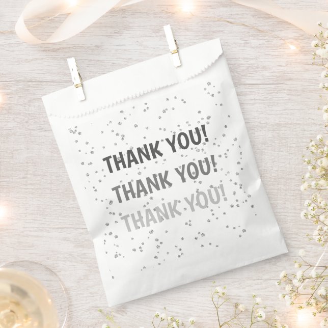 Kid's Birthday Silver Glitter Favour Bags (Clipped)