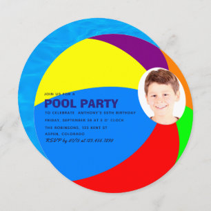 Kids Birthday Summer Pool/Beach Party add photo Invitation