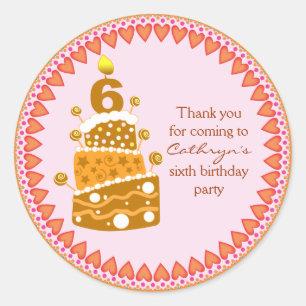 kids Birthday Thank You Stickers: Birthday Cake Classic Round Sticker