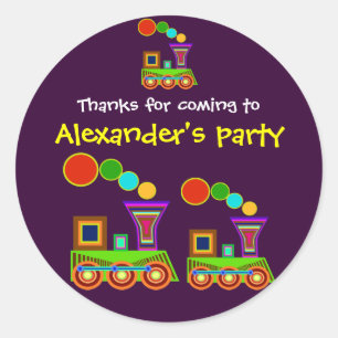 Kids birthday Thank You Stickers: Train Classic Round Sticker