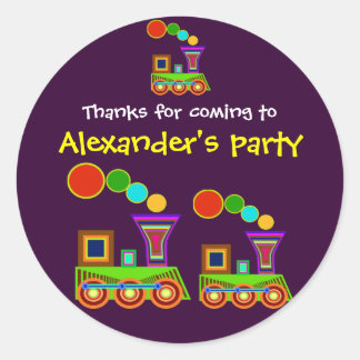 Kids birthday Thank You Stickers: Train Classic Round Sticker