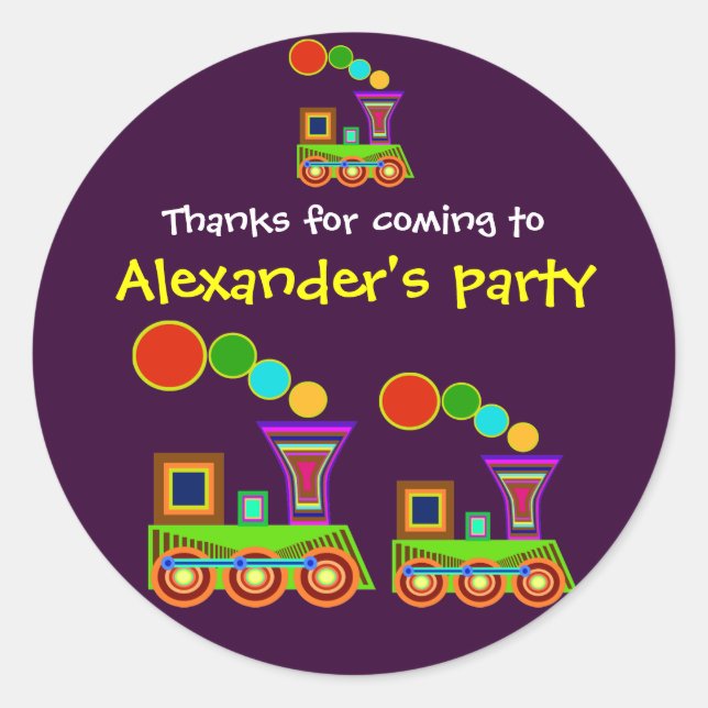 Kids birthday Thank You Stickers: Train Classic Round Sticker (Front)