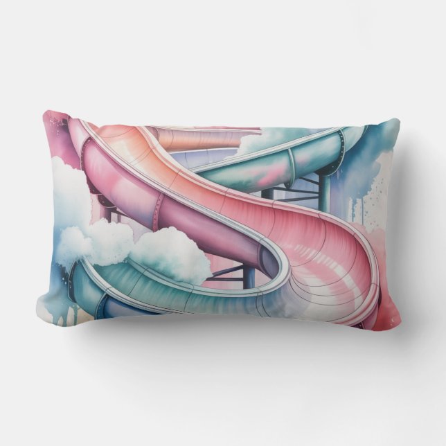 Kids’ Birthday Waterslide Party Gift Lumbar Cushion (Front)