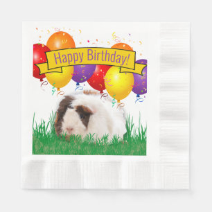Kids Birthday White Guinea Pig Party Balloons Napkin