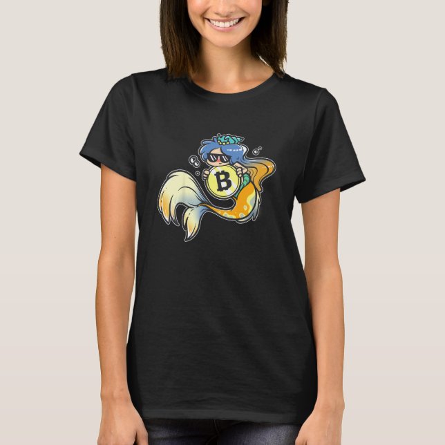 Kids Bitcoin Mermaid with Sunglasses Cool Sea Anim T-Shirt (Front)