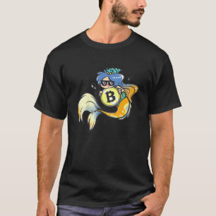 Kids Bitcoin Mermaid with Sunglasses Cool Sea Anim T-Shirt