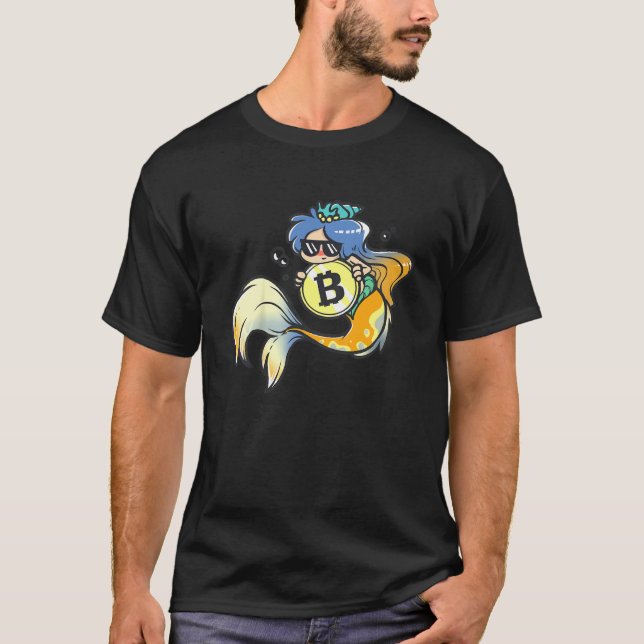 Kids Bitcoin Mermaid with Sunglasses Cool Sea Anim T-Shirt (Front)
