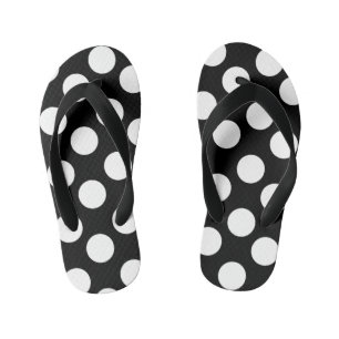 Kids Black and White Polka Dot Flip Flops