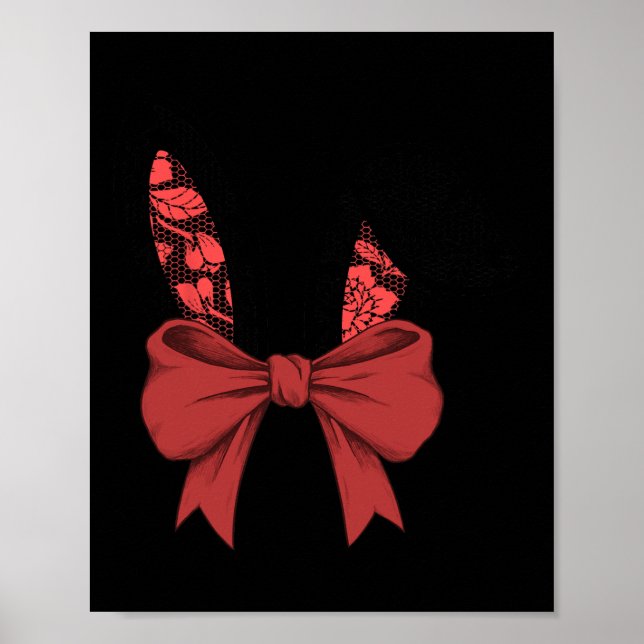 Kids Black Lace Bow Rabbit Ears Easter Bunny Boys  Poster (Front)