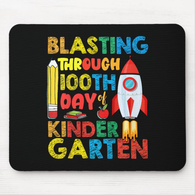 Kids Blasting Through 100th Day Of Kindergarten Bo Mouse Pad (Front)