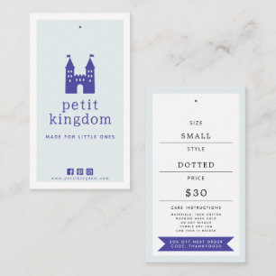 Kids Blue Castle Pre-Made Logo Clothing Hang Tag