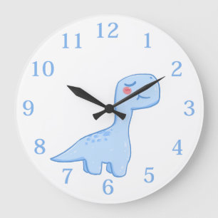 Kids Blue Dinosaur Large Clock