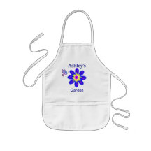 Kid's Blue Flower Garden Apron Personalised Name