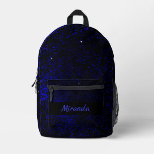 Kids Blue Galaxy Space night Name Printed Backpack