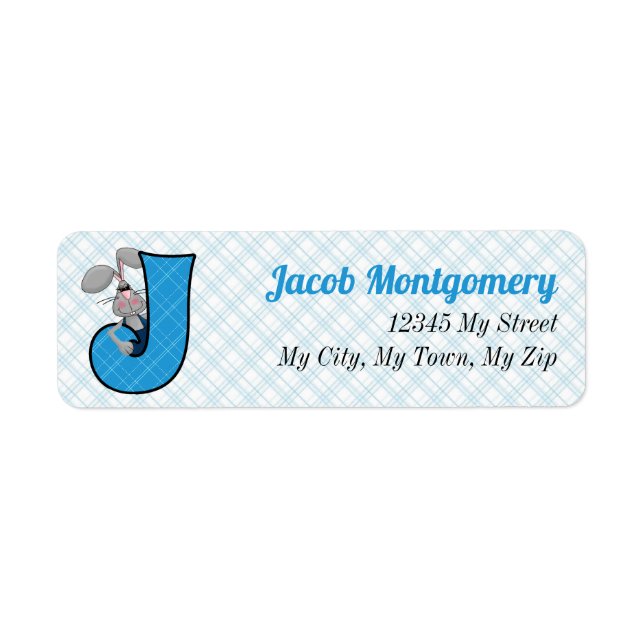 Kid's Blue Plaid Monogram J Address (Front)