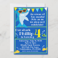 Kids Blue Shark Fintastic Birthday 