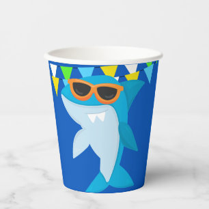 Kids Blue Shark Fintastic Birthday Paper Cups
