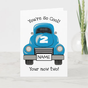 Kids Blue Truck Personalized Birthday Card