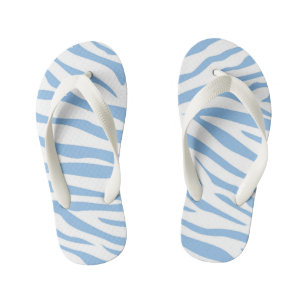 Kids Blue Zebra Stripe Flip Flops