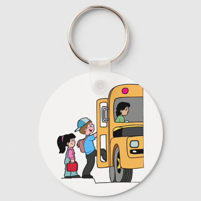 Kids Boarding School Bus Key Ring (Front)