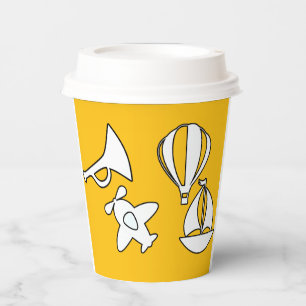 Kids Boats Plane Yellow Paper Cups