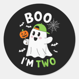 Kids Boo I'm Two Yr 2nd Birthday Youth Halloween B Classic Round Sticker